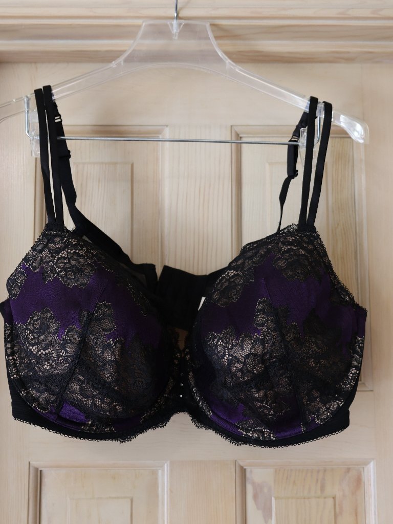 Lane Bryant Cacique Purple And Black Lace Bra 44ddd Nwt Msrp $46